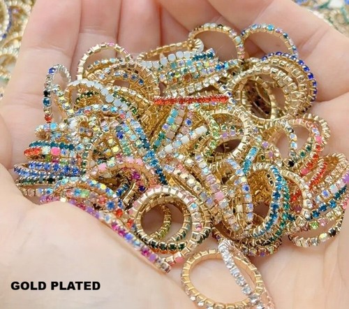 Silver Or Gold Plated 1 Row Stretch Crystal ToeRing Available In VariousColours - Picture 18 of 34