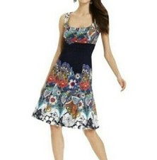 Nine West Sleeveless Floral Colorful Fit & Flare Dress Size 8