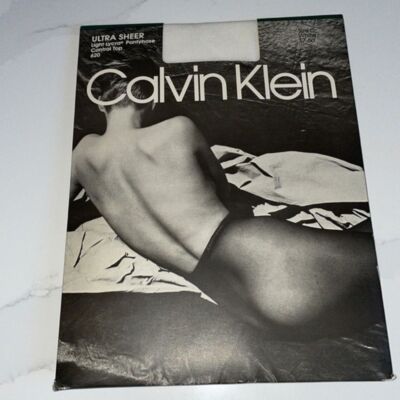 Calvin Klein Ultra Sheer Light Lycra Control Top Pantyhose Size C White Vtg New