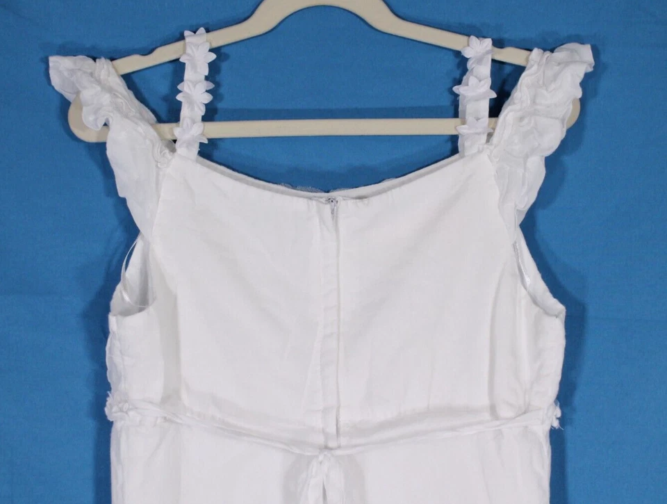 BISCOTTI White TWILL Floral/Pearls ASYMMETRIC HEM Zip WEDDING EASTER DRESS Sz 12 - Image 4 of 4