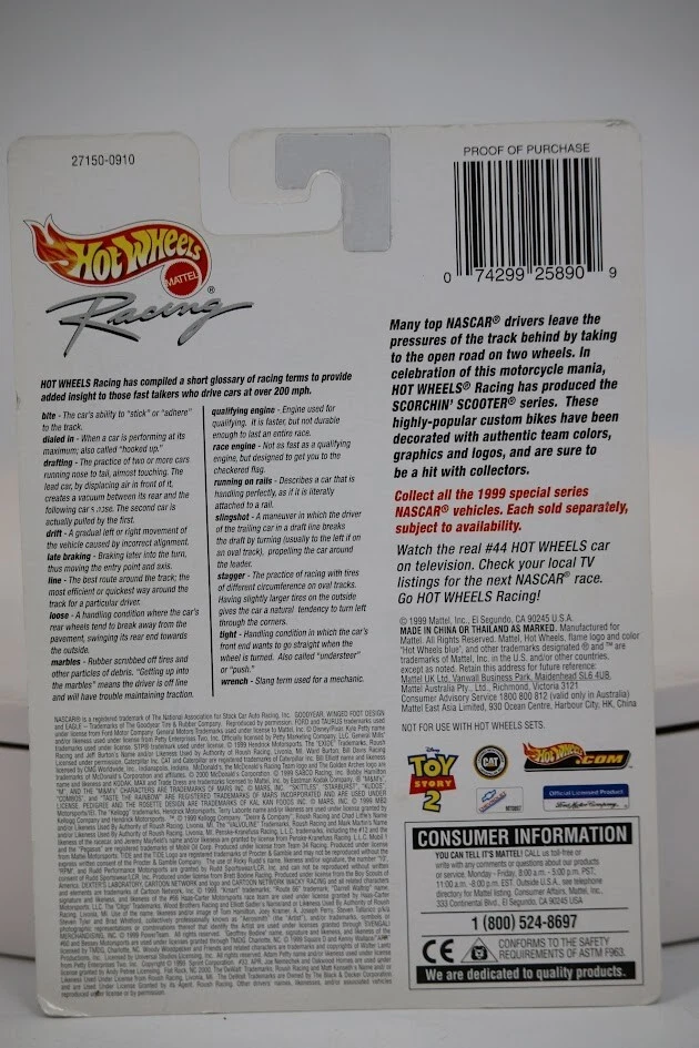 Scooter Scorchin, NASCAR Diecast HotWheels artículo #25114, DE COLECCIÓN 2000  Foto 2 de 2