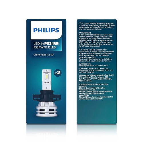 Philips UltinonSport PS24W LED Headlight Fog Bulbs 11086ULSX2 12V 24V 20W Pack 2 - Picture 7 of 7