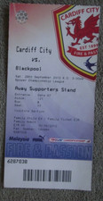 2012-13 Cardiff City  v Blackpool - Championship  - Ticket Stub