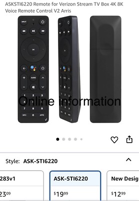 ASKSTI6220 Remote for Verizon Stream TV Box 4K 8K Voice Remote Control V2 Arris