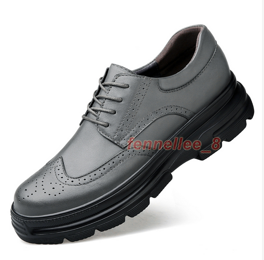 SAOLA Scarpe eleganti da uomo in vera pelle stringate Oxford plateau tacco piatto punta rotonda