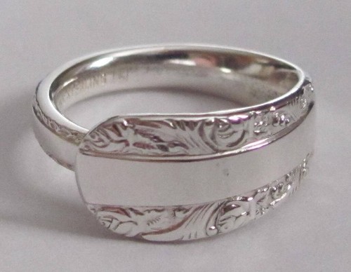 Sterling Silver Spoon Ring - Birks / Rose Bower - size 8 (size 7 to 9) - 1914