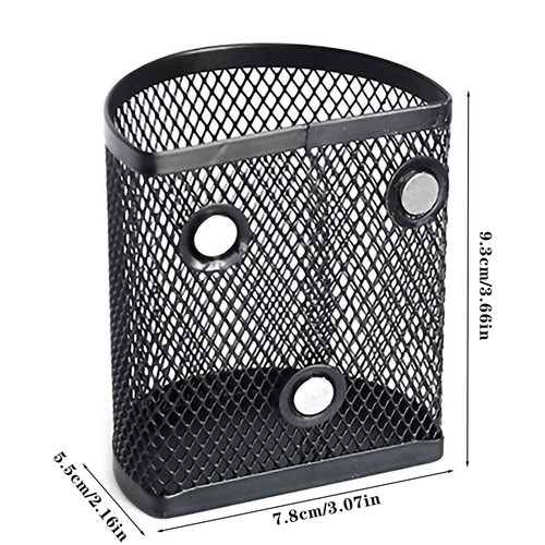 Magnetic Pencil And Pen Holder Office Desk Supplies Organizer Metal Storage Mesh - Picture 3 of 7