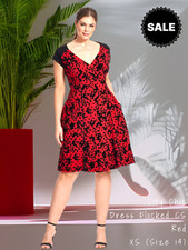 NWT $99 City Chic - Dress Flocked CS, Red, XS (Size 14)