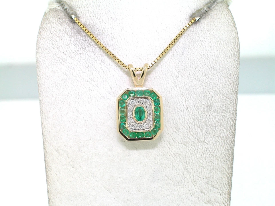 Smaragd Anhänger 585 Gelbgold 14Kt Gold 19 natürliche Smaragde 12 Brillanten - Bild 2 von 4