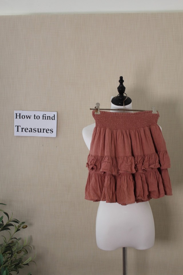 QO 2) SIZE 6 GLASSONS PINK MINI SKIRT TIERED RUFFLE ELASTIC WAIST