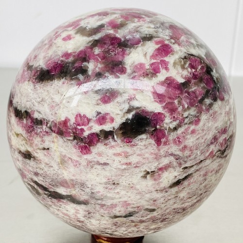 Pietra cristallo quarzo tormalina rossa naturale sfera guarigione 3440G - Foto 4 di 12