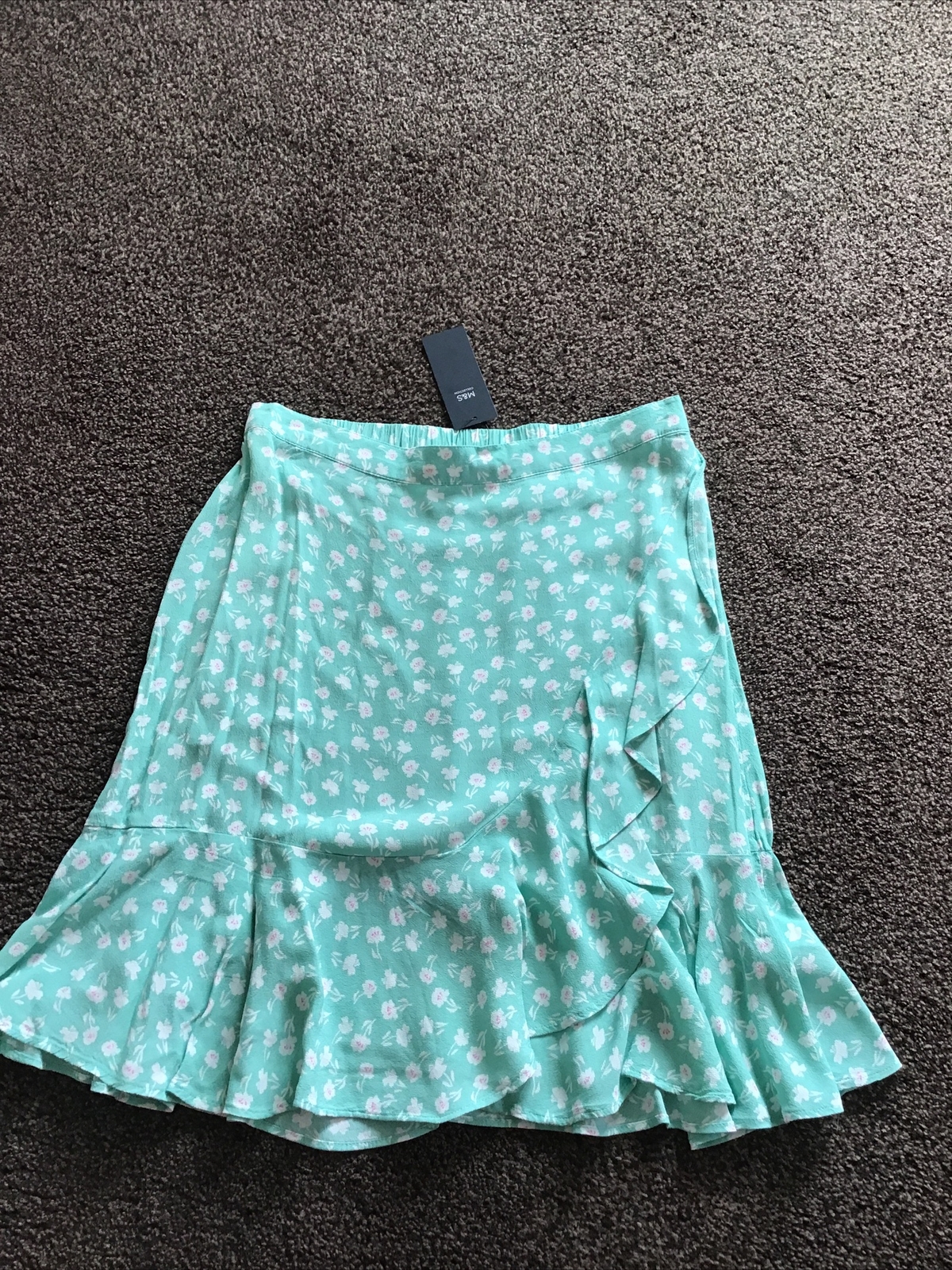 Marks and spencer short floral frill skirt size 12 In Dusted Mint eBay
