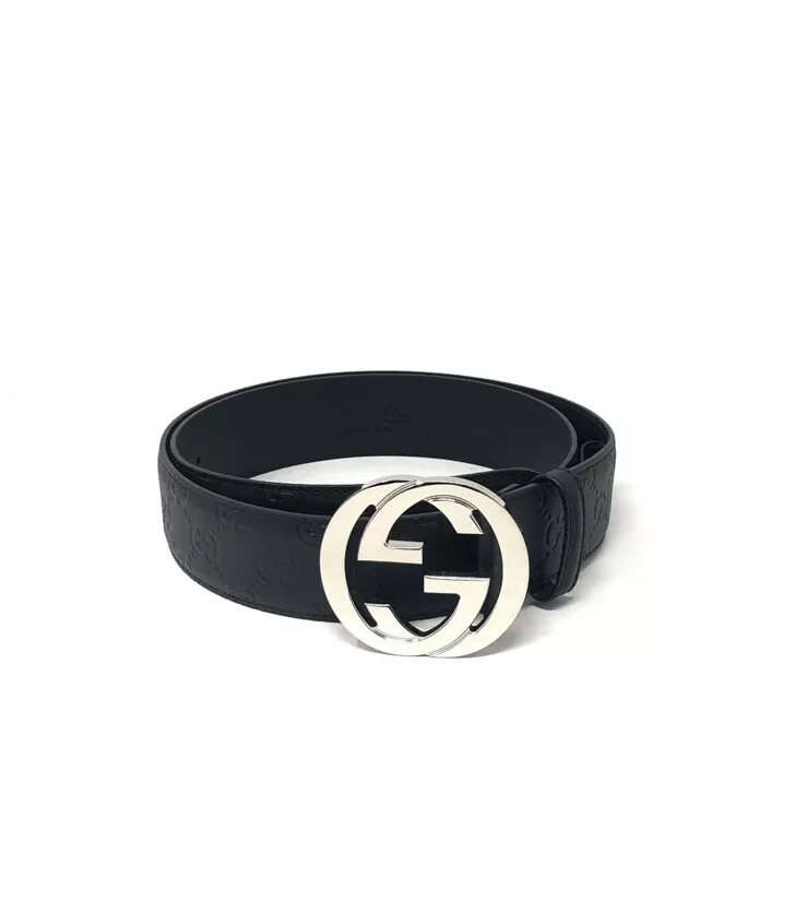 Black GG-logo leather belt, Gucci