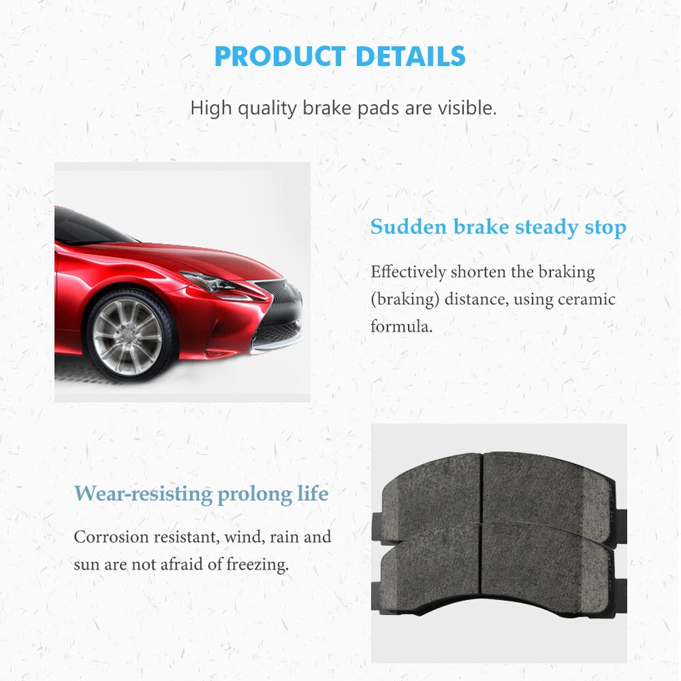 Pastillas de freno de disco delanteras y traseras de cerámica para Nissan Máxima 2009-2014 2016-2020 Foto 4 de 4