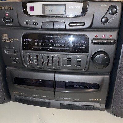 Aiwa CA-DW400U Boom Box CD Dual Cassette Tuner Stereo Component