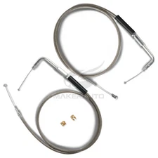 42" Stainless Steel Throttle and Idle Cable Set For Harley Davidson 56579-02A