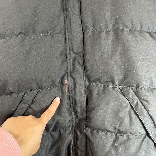 The North Face Girls XL Goose Down 550 Puffer Black Non-Removable Hoodie STAINED - Picture 3 of 10