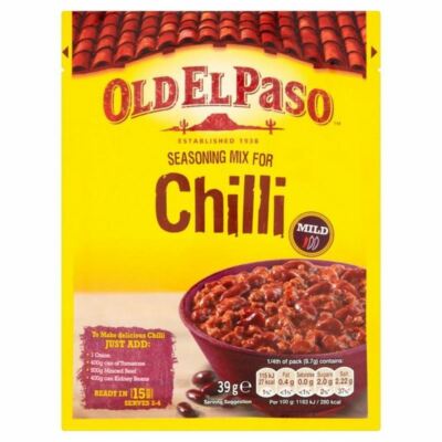 Old El Paso Chilli Con Carne Seasoning Mix 39g (Pack of 4)