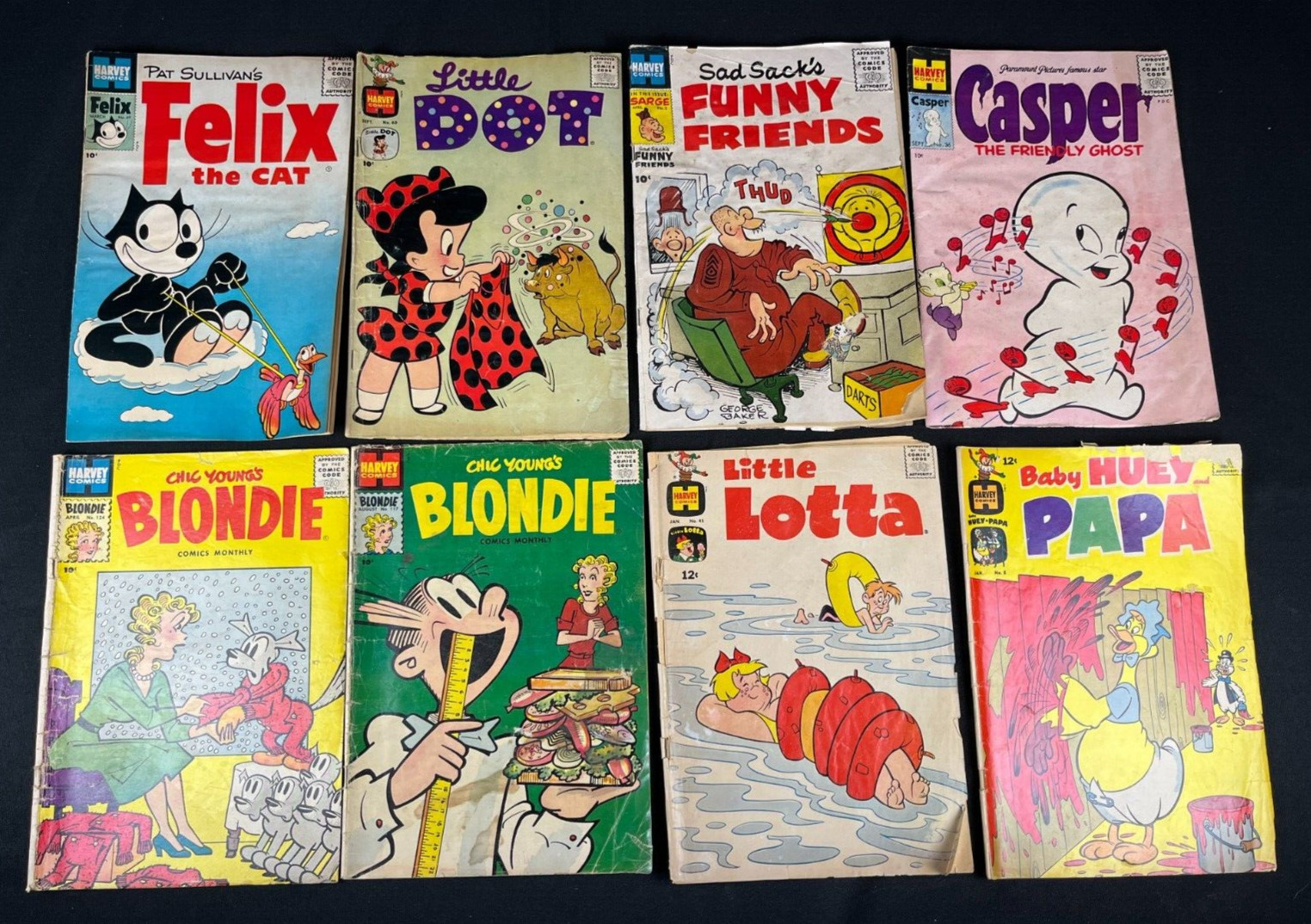 8 Golden Age Harvey Comic Books 10 Cent Readers Complete Medium Low Grade Felix