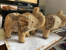 VTG Lucky Elephant Seashell Encrusted Figurine Statue Collectible Eclectic-Heavy