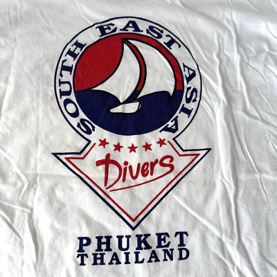 Vintage Single Stitch CHIC FORD White Cotton T-Shirt PHUKET THAILAND Size 48