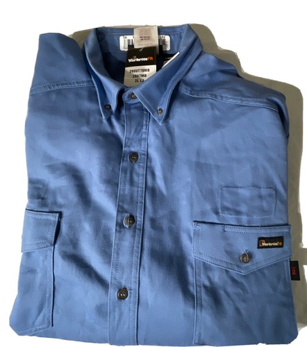 New Workrite CAT2 FR FLAME RESISTANT 298UT70mb 2XL LJ light blue work shirt J181 - Picture 4 of 23