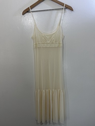 Vintage Y2K Fee Braut romantisches Babydoll Slip transparentes Kleid 2XS Nachthemd Göttin