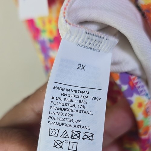 Old Navy Floral One Piece Tie Back Swimsuit - Pink and Yellow Size 2x NwT - Picture 8 of 11