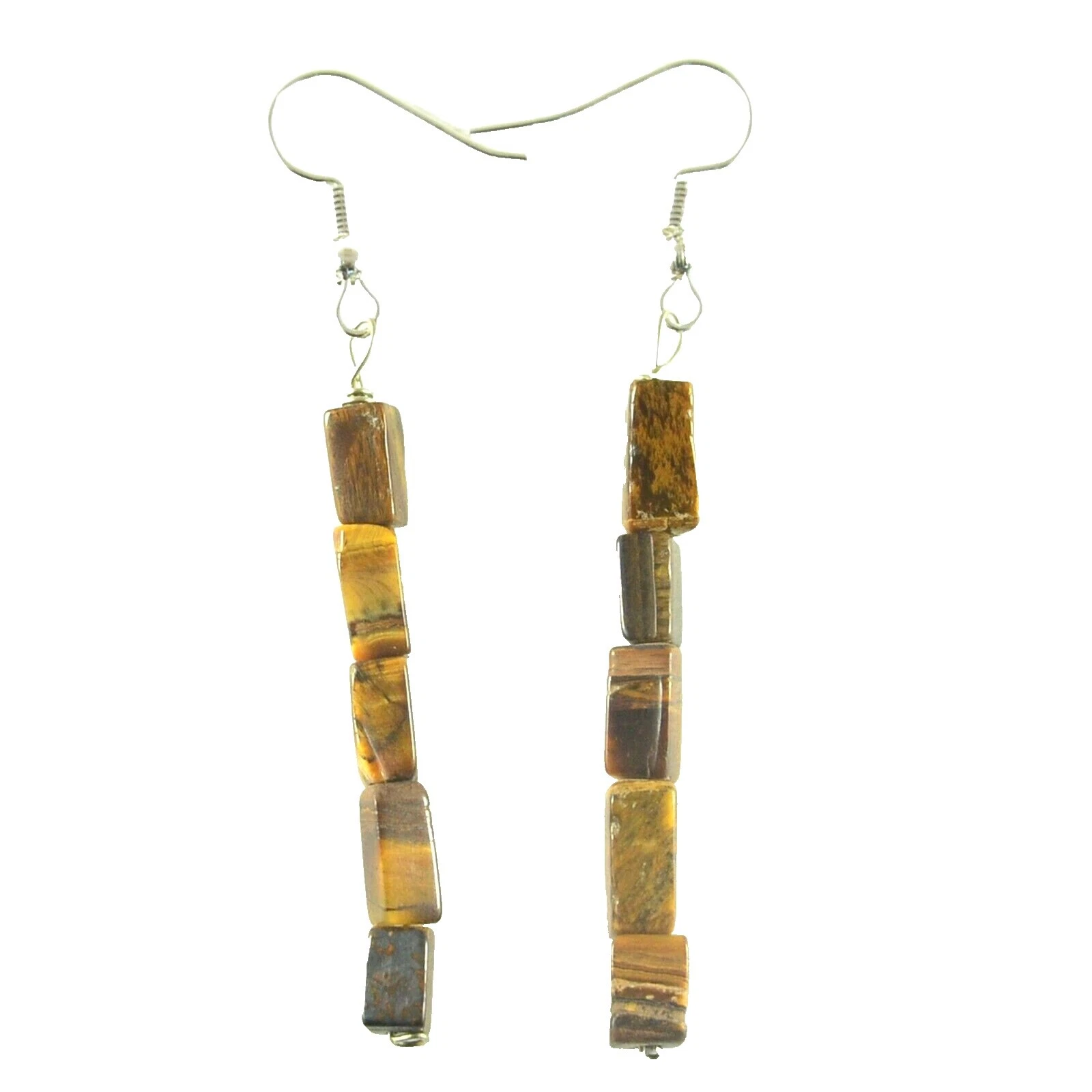 Серьги Tiger's Eye посеребренные ручной работы