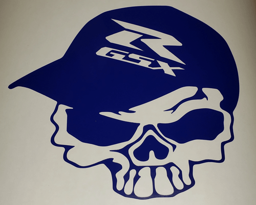 GSXR MOTORCYCLE SKULL CAP DECAL STICKER - Picture 5 of 8