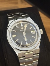 Nivada Grenchen F77 Stainless Black 37mm Automatic Watch Full Set
