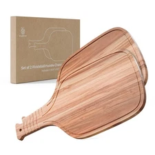 New – Set of 2 Pickleball Paddle Charcuterie & Cheese Boards – Acacia Wood Cu...