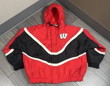 Vintage Wisconsin Badgers Apex One Jacket Zip Up Puffer 90s Wave Design Men’s XL