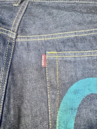 Vintage Evisu Selvedge Jeans Mens 38x31 Japan Baggy Y2K Hip Hop Denim Blue Green - Picture 5 of 14