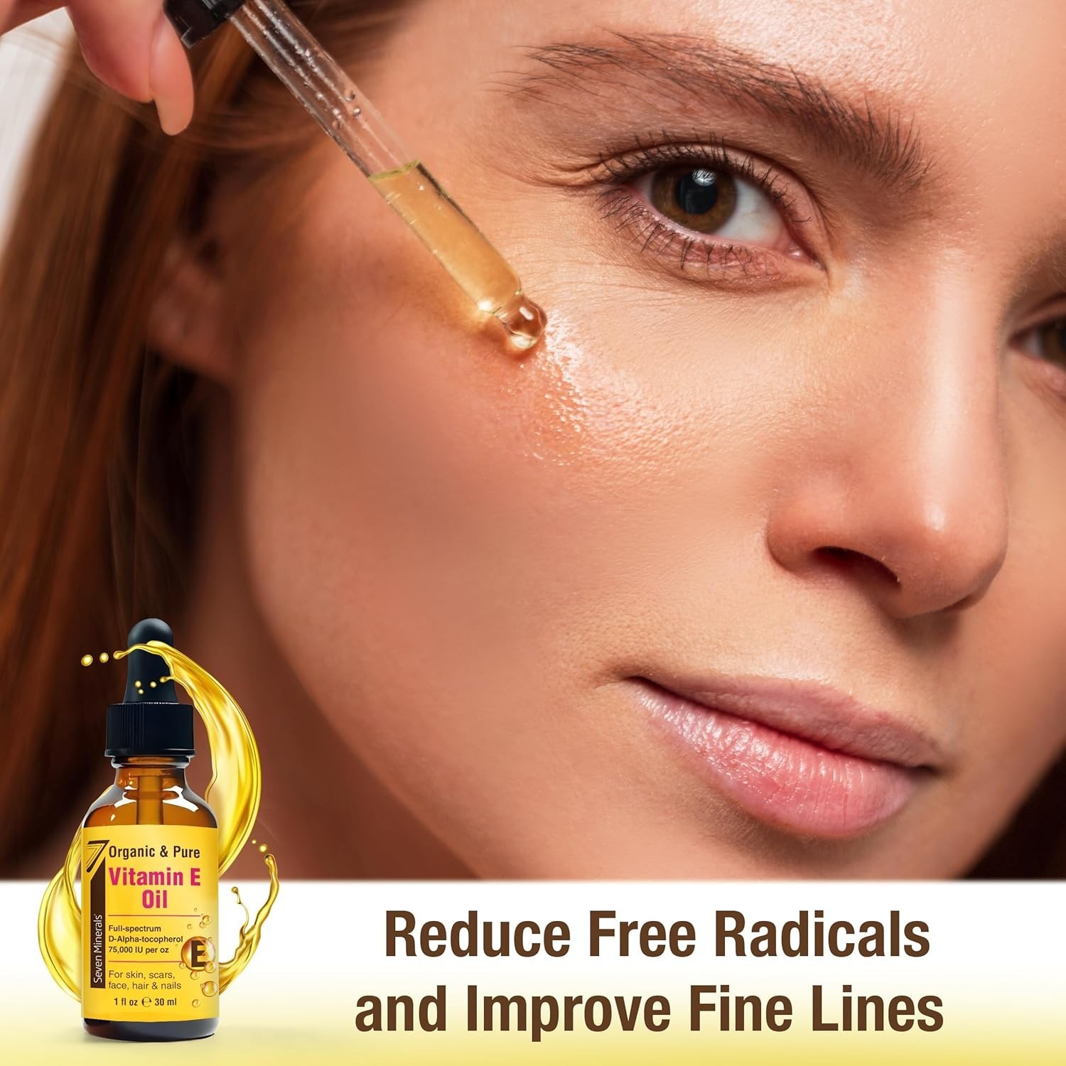 Seven Minerals 100% Pure Vitamin E Oil &ndash; Natural, for Skin, Hair & Scars