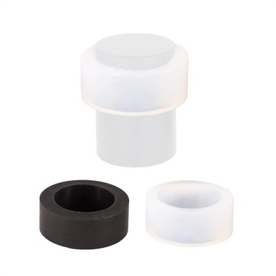 White Lacquered Stainless Steel Door Stop W=0.94 x H=1.37 Inch Threaded