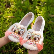 Chinese Women Slipper Hanfu Shoes Slip on Embroidered Floral Ethnic Retro