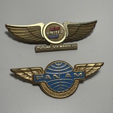 Vintage Pan Am Junior Clipper Pilot United Future Stewardess Wings Pin Plane Lot