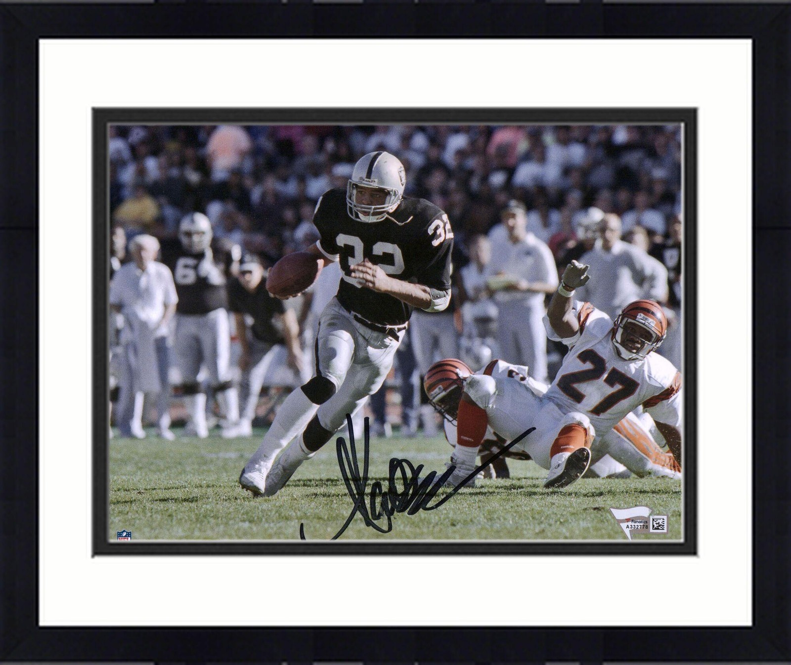 Marcus Allen Autographed Signed Las Vegas Raiders Framed 8 x 10 vs. Cincinnati Bengals Photo 