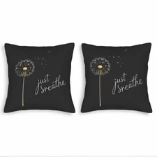 Set of 2 18x18in Throw Pillow Covers - Minimalist Design with ' Just Breathe ' 