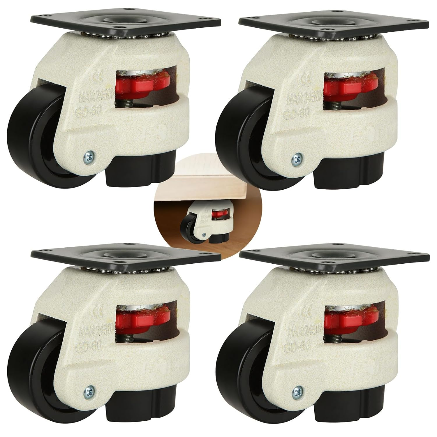 Leveling Casters Set of 4, 2200 Lbs Total Capacity GD-60F 726084513570 ...