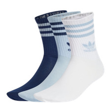 adidas Mid Cut Crew Socks 3 Pairs Unisex Blue New