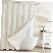  Beige Linen Shower Curtain with 72"W x 72"L (Pack of 1) Linen - Double Layer