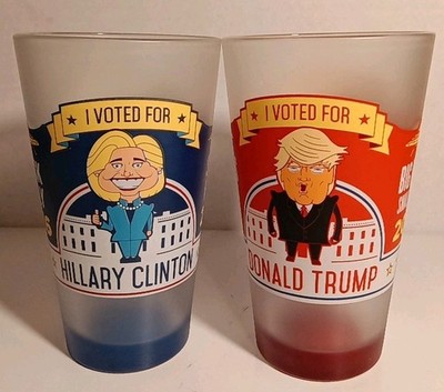 2016 Election Drink Glasses Donald Trump & Hillary Clinton