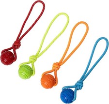 Dog Training Ball on A Rope Rubber Dog Rope Toys Ball with Handle for Tug