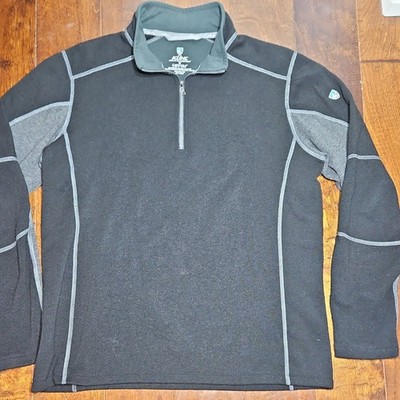 Kuhl Sweater Mens MEDIUM Black Gray Revel Hiking Outdoors Fleece Kashmira Q Zip