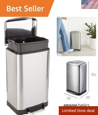 Quiet and Durable Stainless Steel Trash Can with Lid   Perfect for Small Spaces