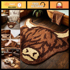 Highland Cow Rug Western Bathroom Mat  Halloween Decor 27.5" x 25.5