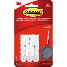 4 Pack - Command Medium Wire Hook 2/Pkg-2 White Hooks & 3 Strips - 17065ES 5.00 per strip
