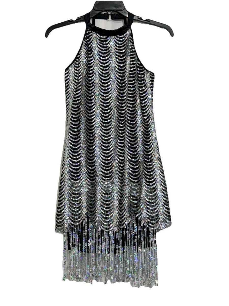Weissman Size S Silver Sequin Fringe Dance Flapper Costume Dress Halter Neckline | eBay Weissman Size S Silver Sequin Fringe Dance Flapper Costume Dress Halter Neckline | eBay